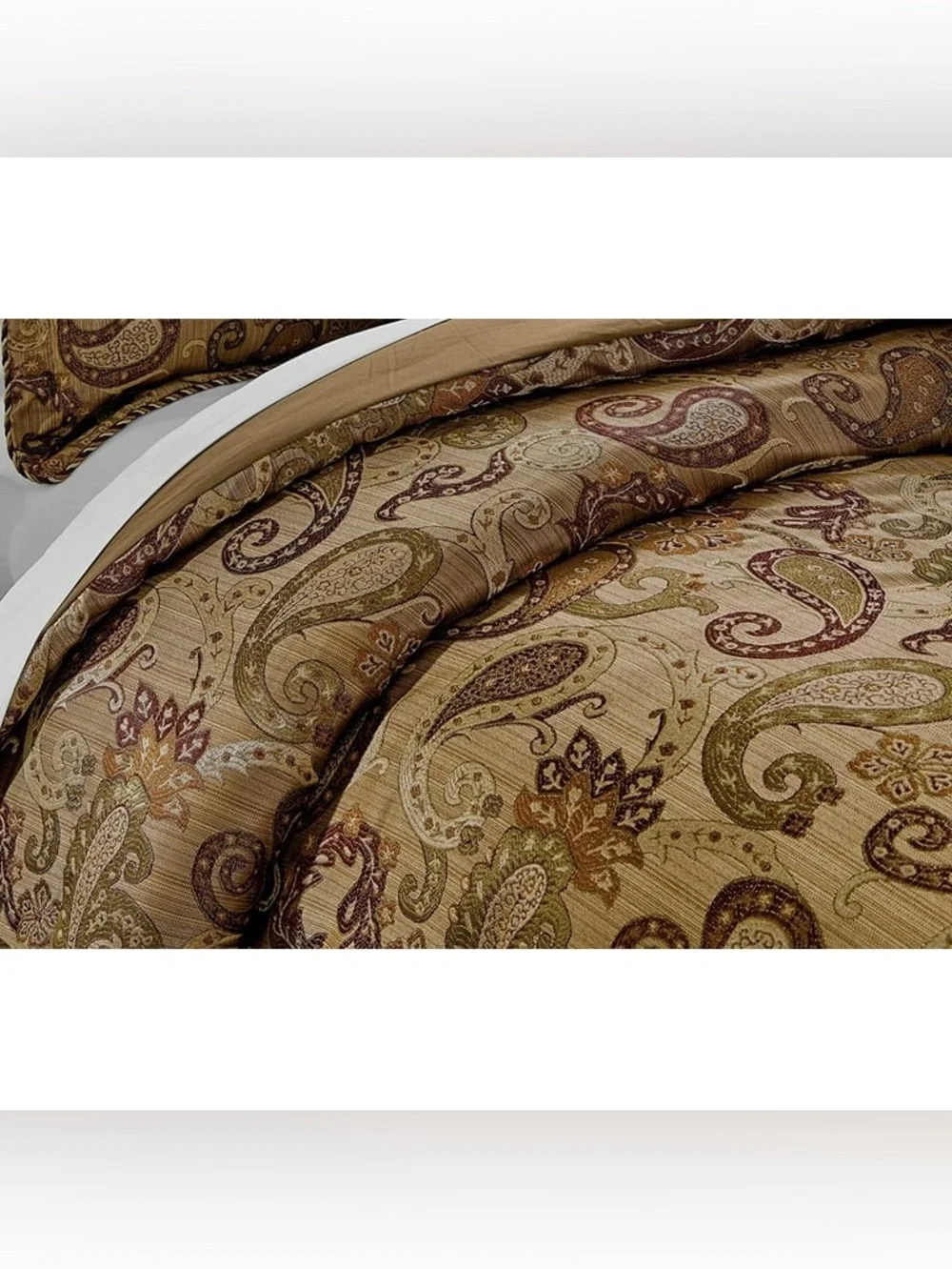 Paisley Jacquard Comforter Set in Brown and Tan - Home Bedding